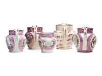 Five Sunderland Luster Jugs