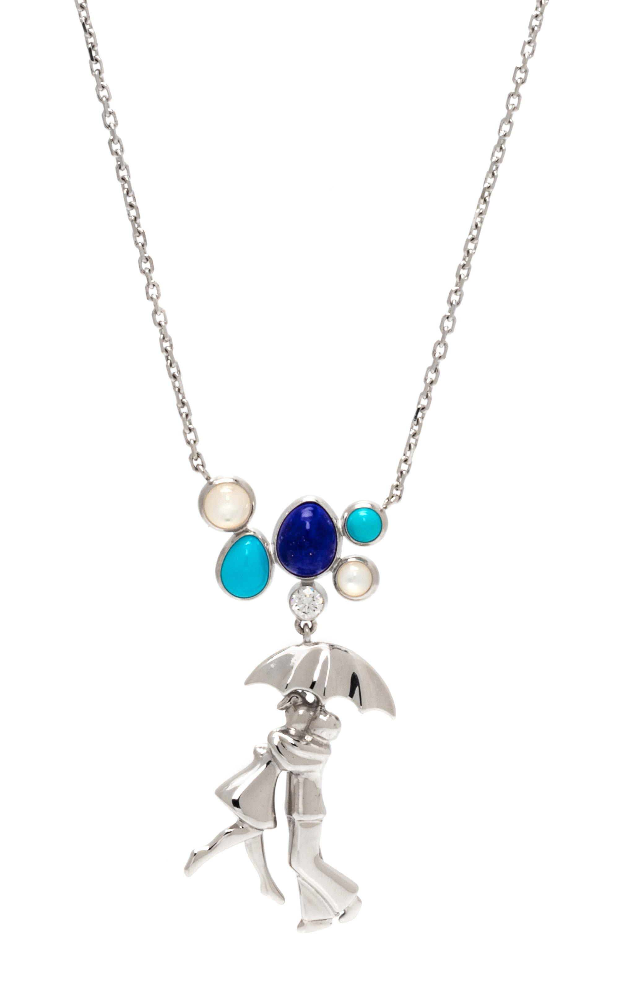 An 18 Karat White Gold, Diamond, Lapis Lazuli, Turquoise and Moonstone 'Romance A Paris' Necklace, Van Cleef & Arpels, 7.70 dwts.