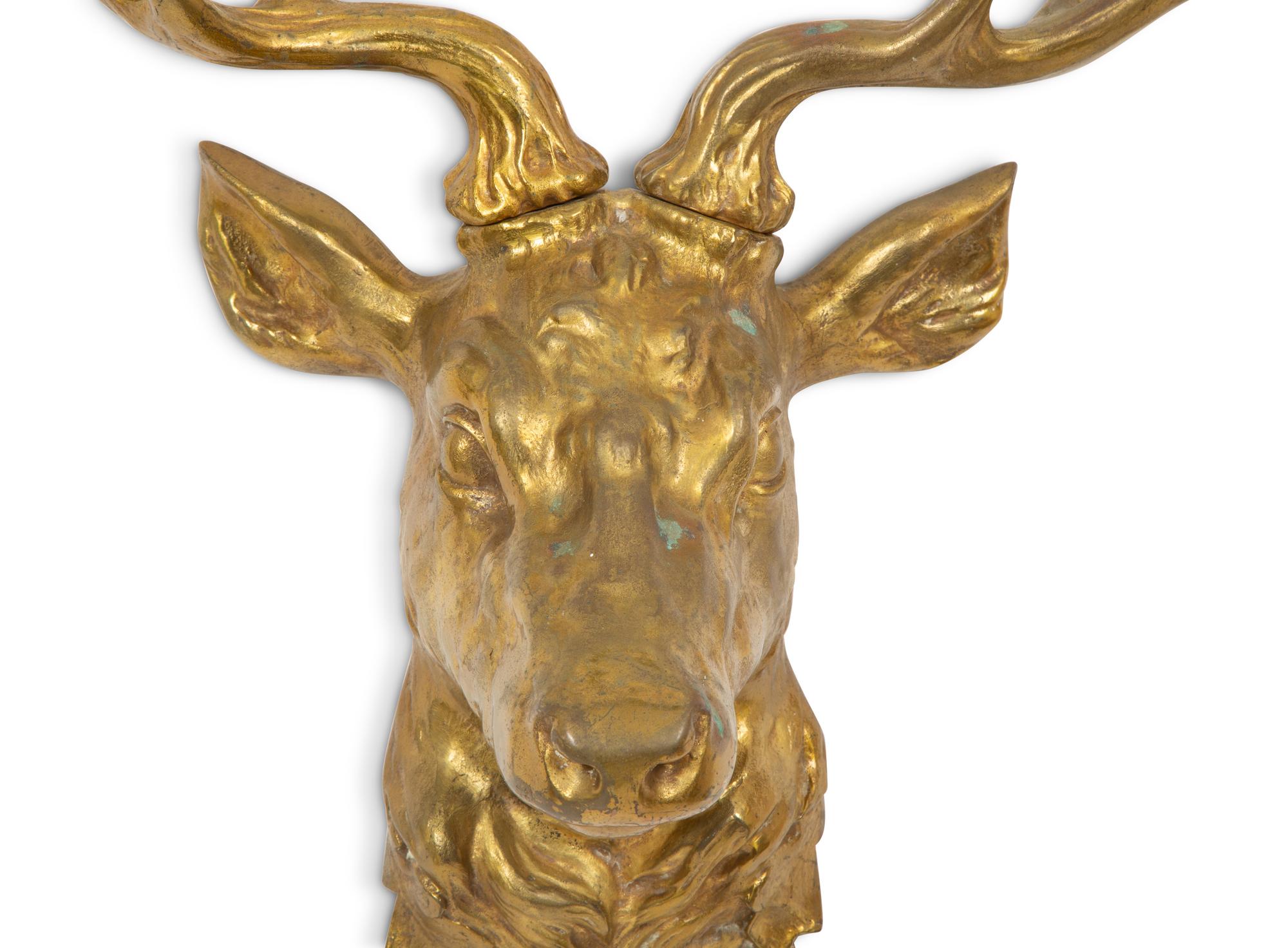 A Gilt Cast Bronze Stag Head Mount