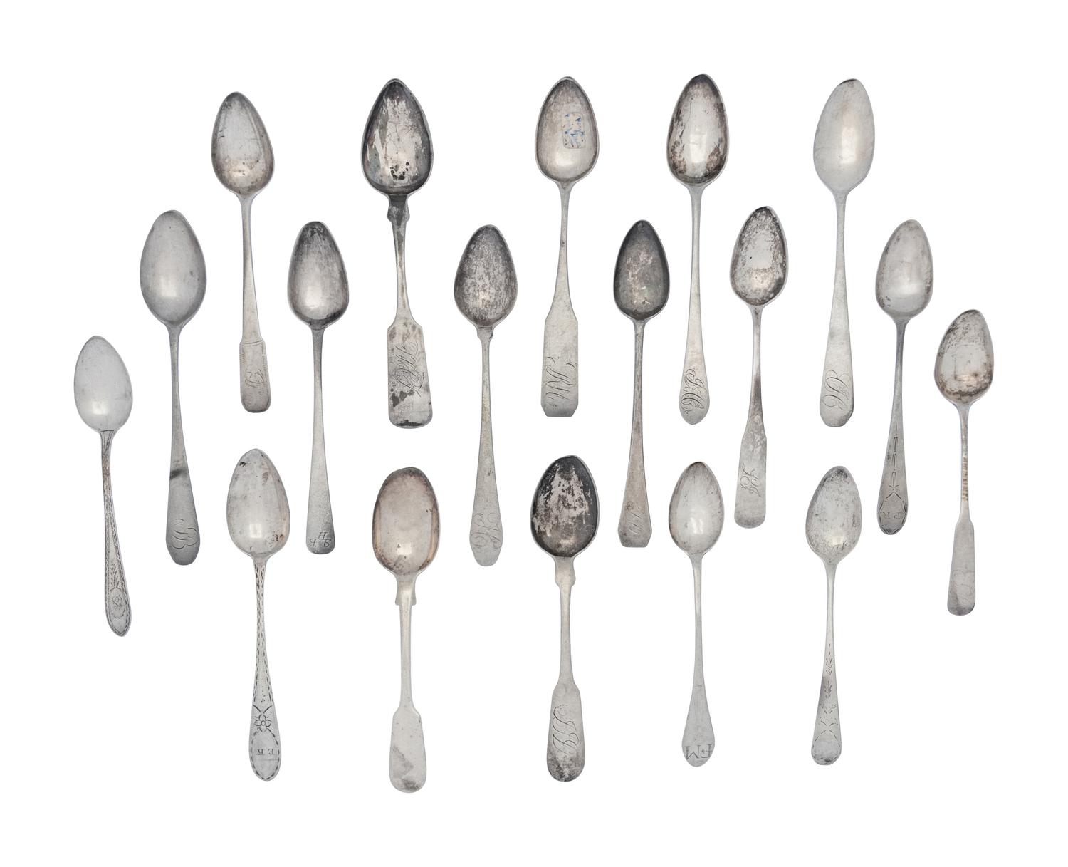 A Collection of American Silver Teaspoons