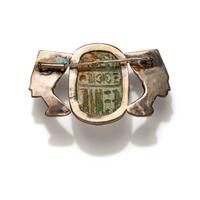 An Egyptian Revival Silver Brooch with Central Scarab of Thutmose IV