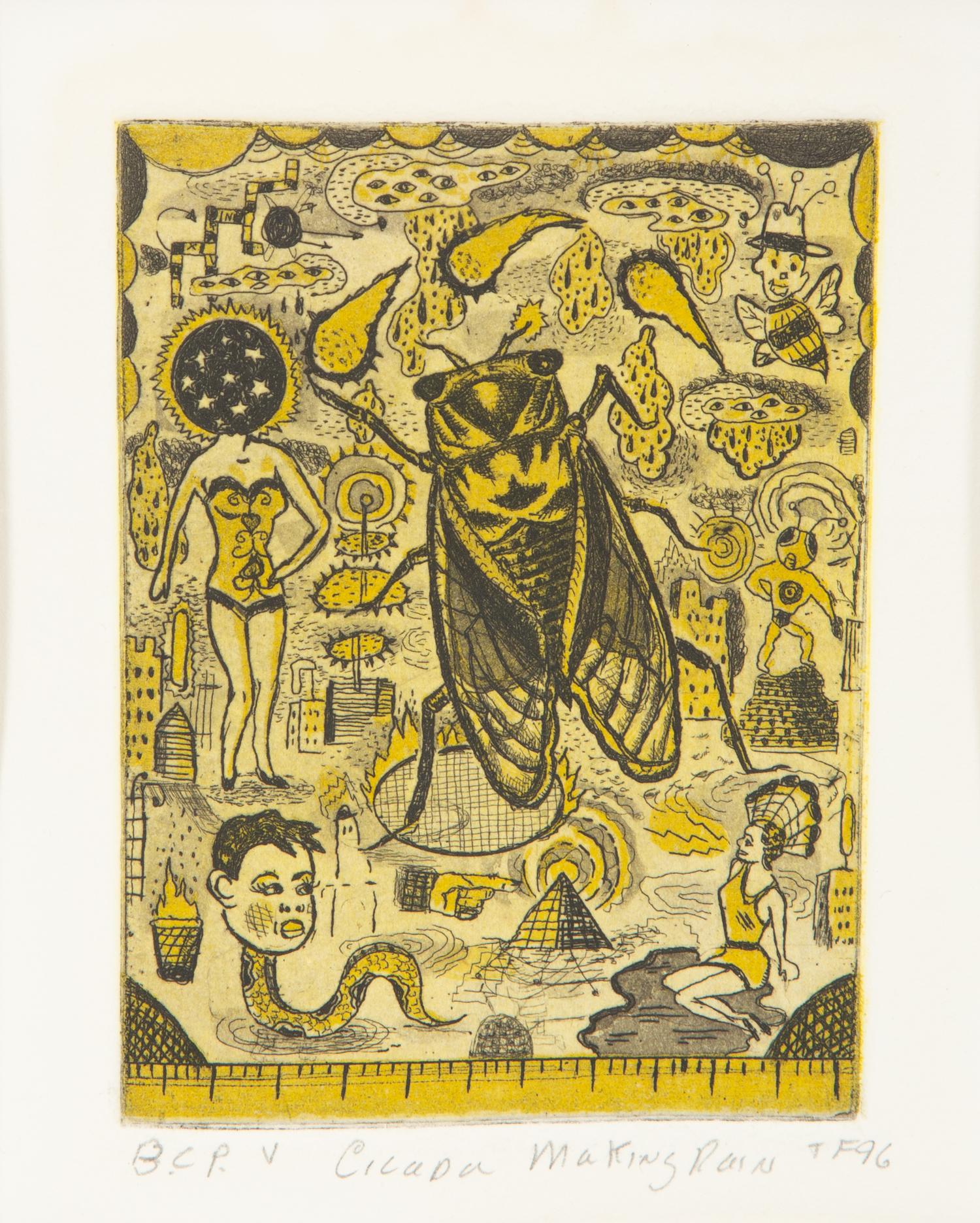 A Group of Four Prints ( Atomic Ant; Transformation of the (June Whore), 95; Wasp at Twilight, 97; and Cicada Making Rain, 96)