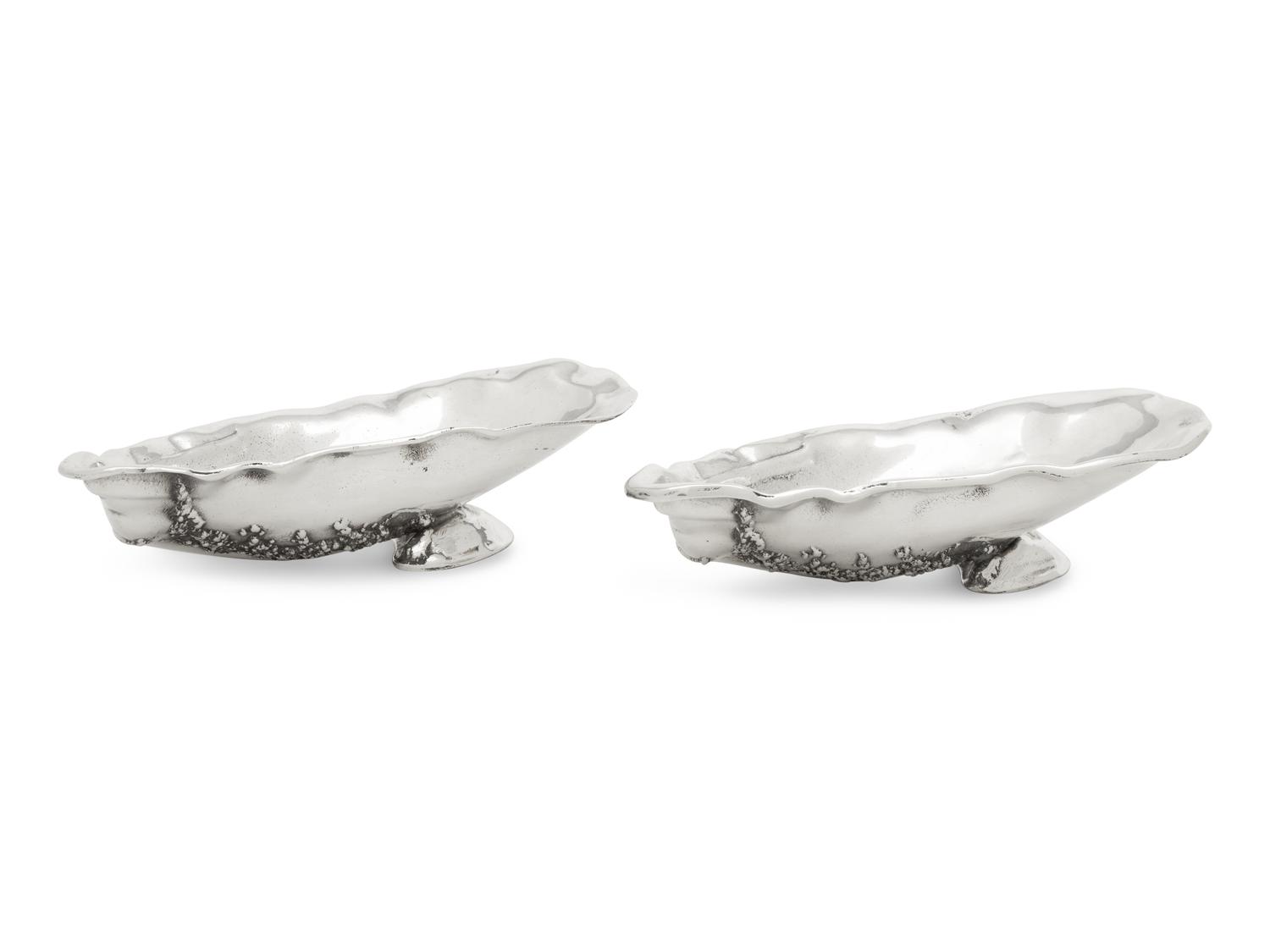 A Pair of Gorham Narragansett Silver Oyster Dishes