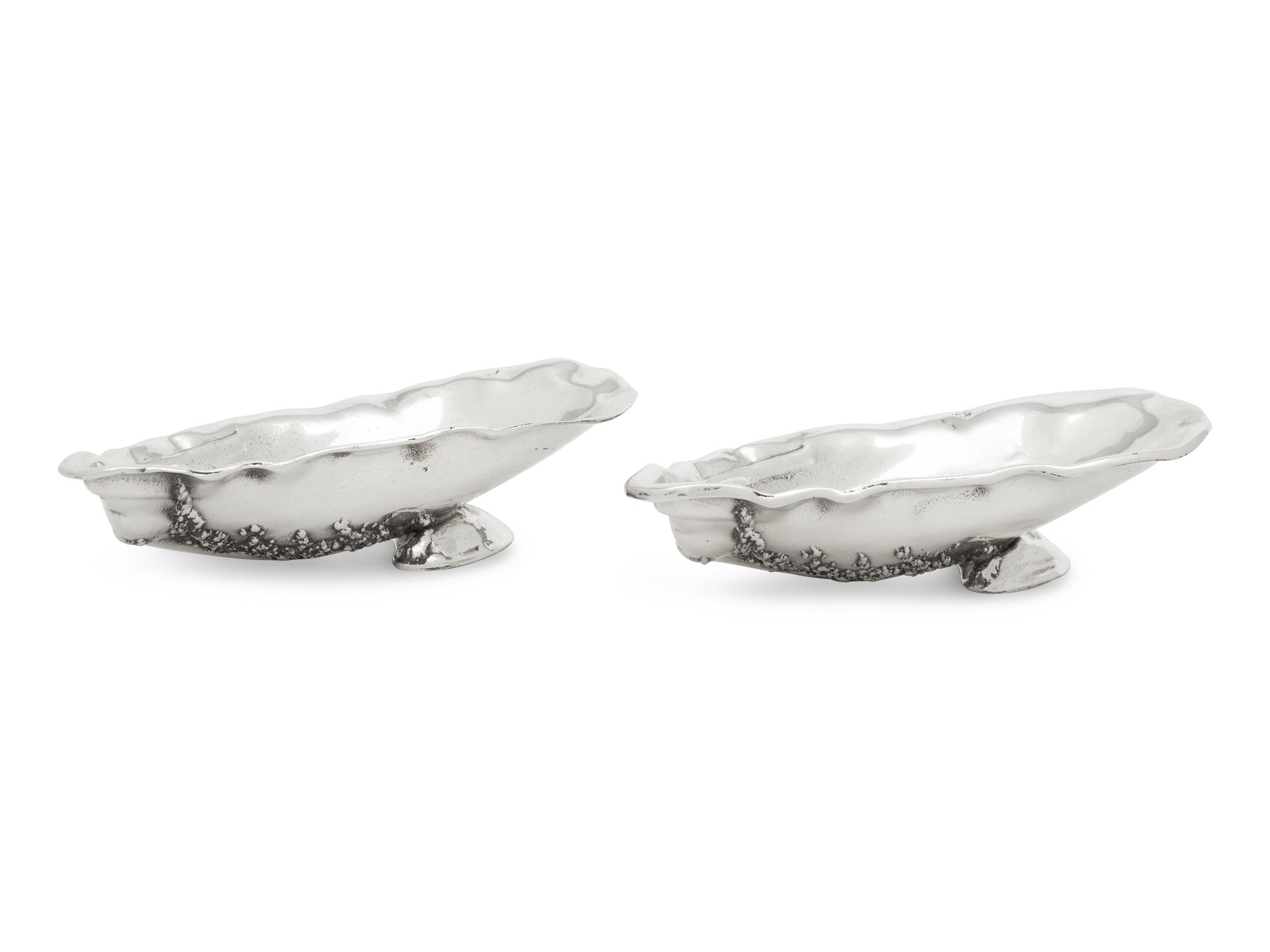 A Pair of Gorham Narragansett Silver Oyster Dishes