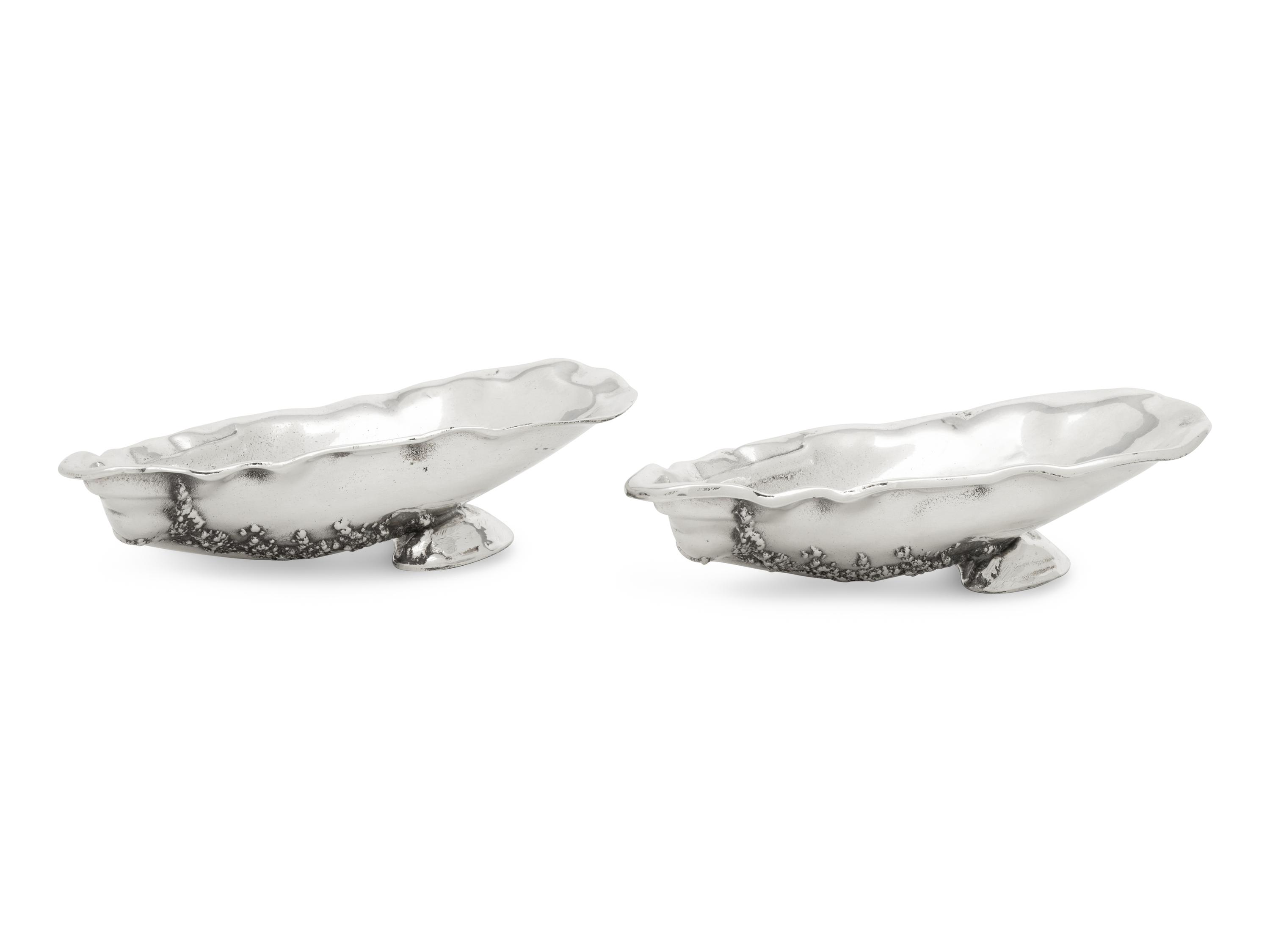 A Pair of Gorham Narragansett Silver Oyster Dishes