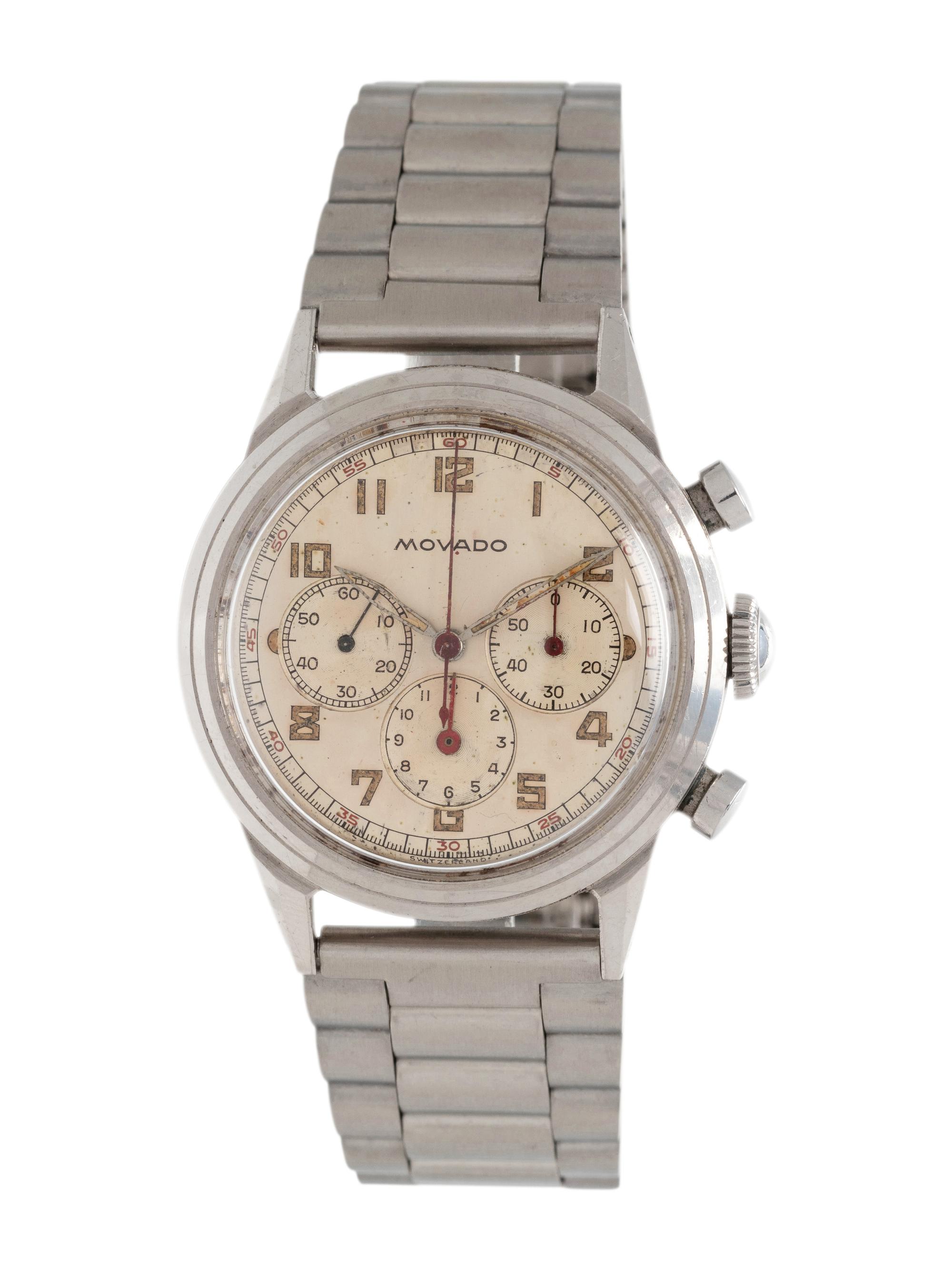 MOVADO, VINTAGE, STAINLESS STEEL CHRONOGRAPH WRISTWATCH
