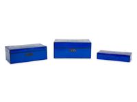 Three Gilt-Embossed Painted Wood Boxes