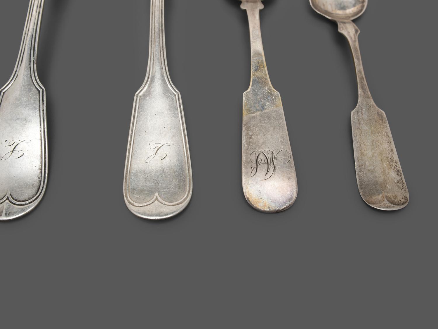 A Collection of Coin Silver Flatware