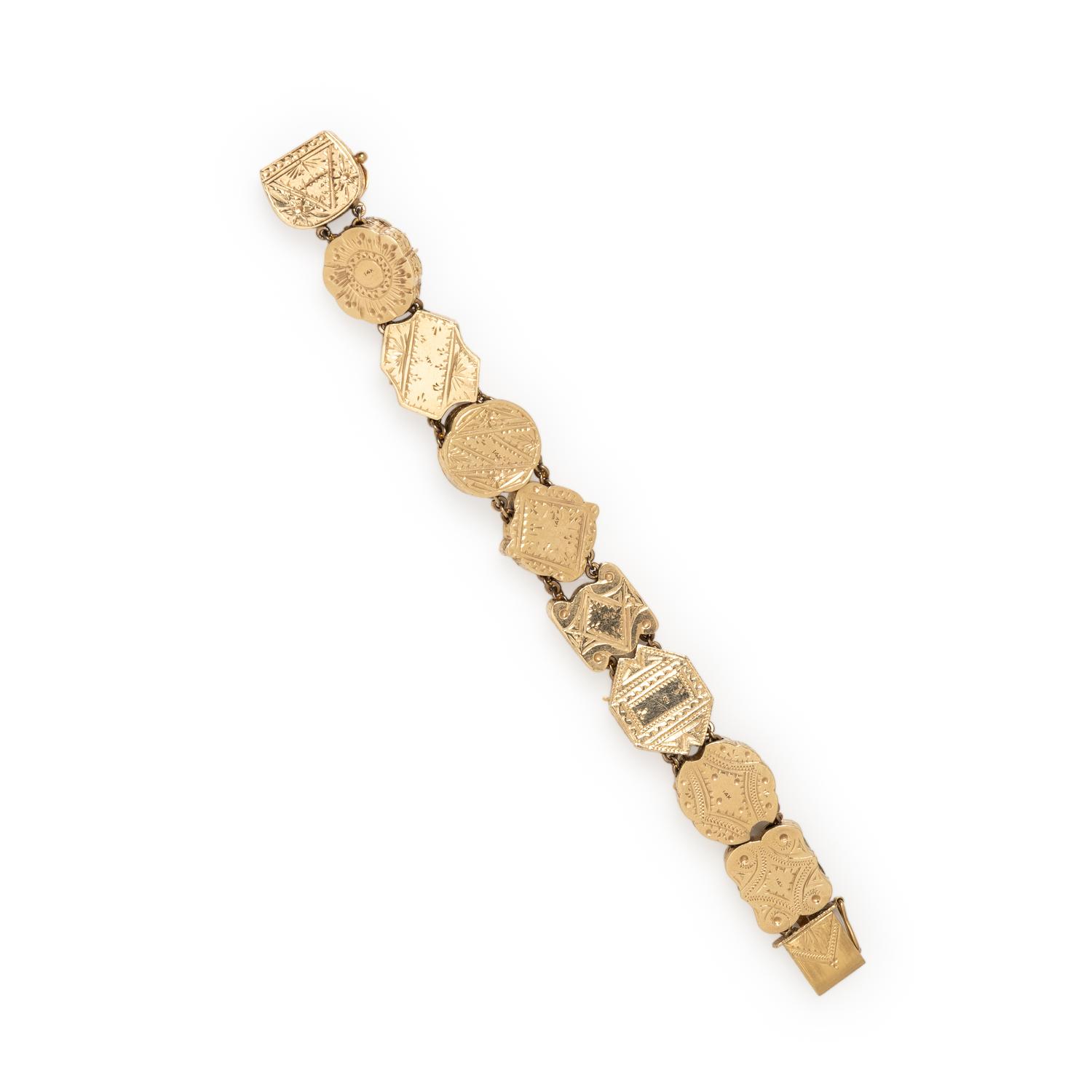 YELLOW GOLD AND MULTIGEM SLIDE CHARM BRACELET