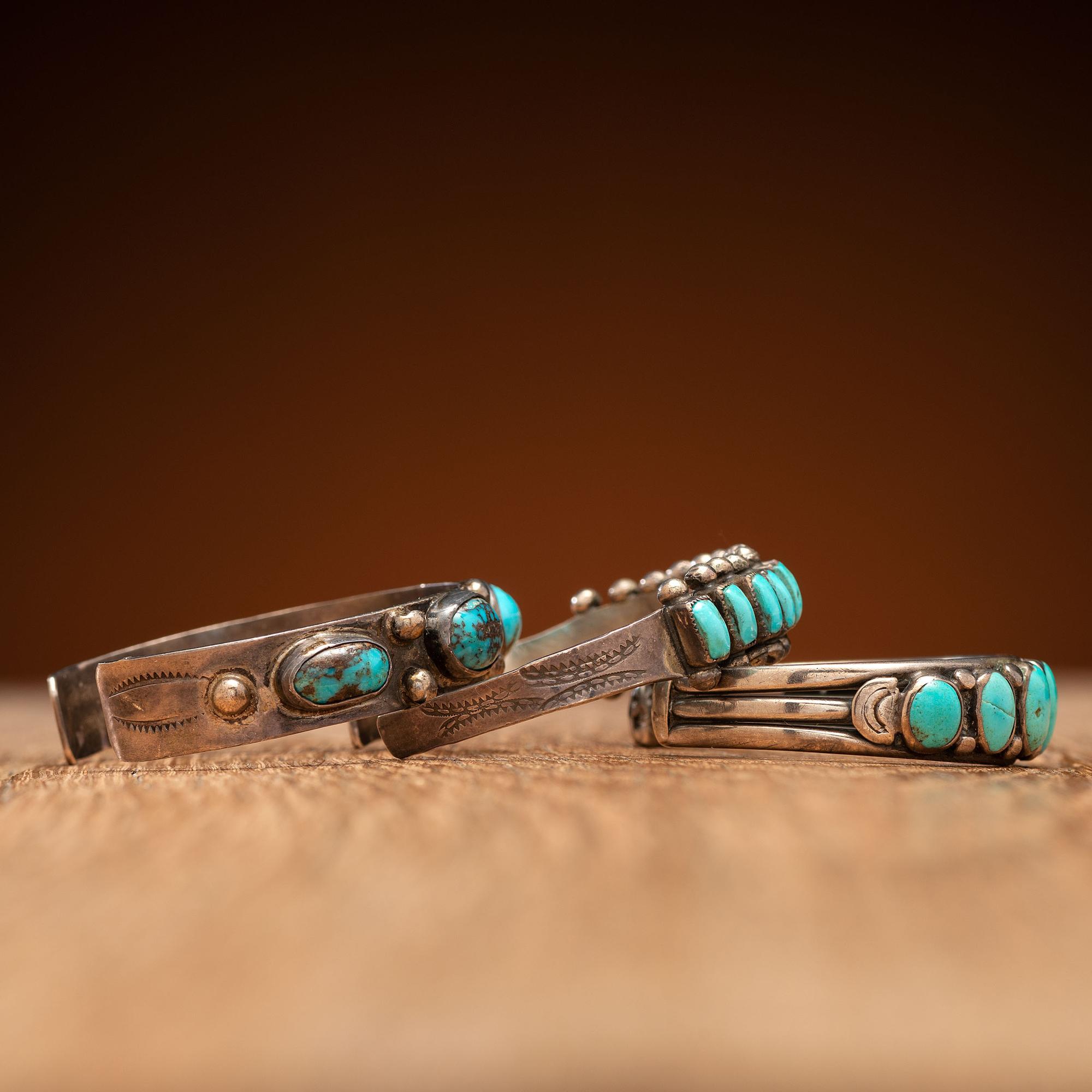 Navajo Silver and Turquoise Cuff Bracelets