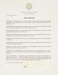 An Iron Mike Ditka Day Proclamation Formerly Displayed at Mike Ditka's Restaurant