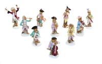 A Group of Continental Porcelain Figures Height of tallest 6 1/2 inches.