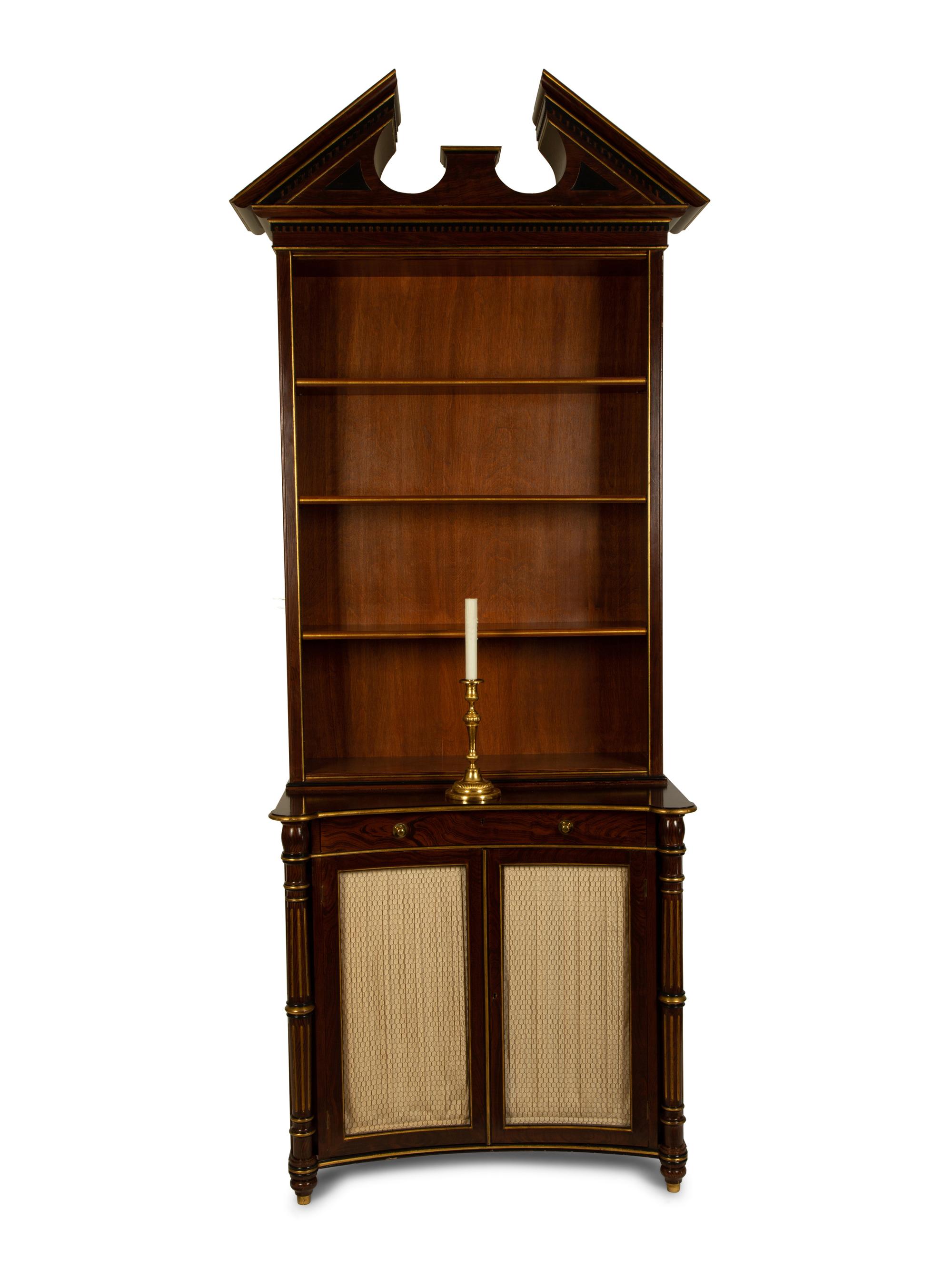A Pair of George III Style Rosewood Grained Part-Ebonized and Parcel Gilt Bookcase Cabinets — 19TH CENTURY