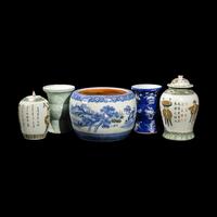 Five Chinese and Japanese Porcelain Vessels, the Chinese Qing Dynasty