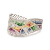 DIAMOND AND MULTICOLOR SAPPHIRE BANGLE BRACELET