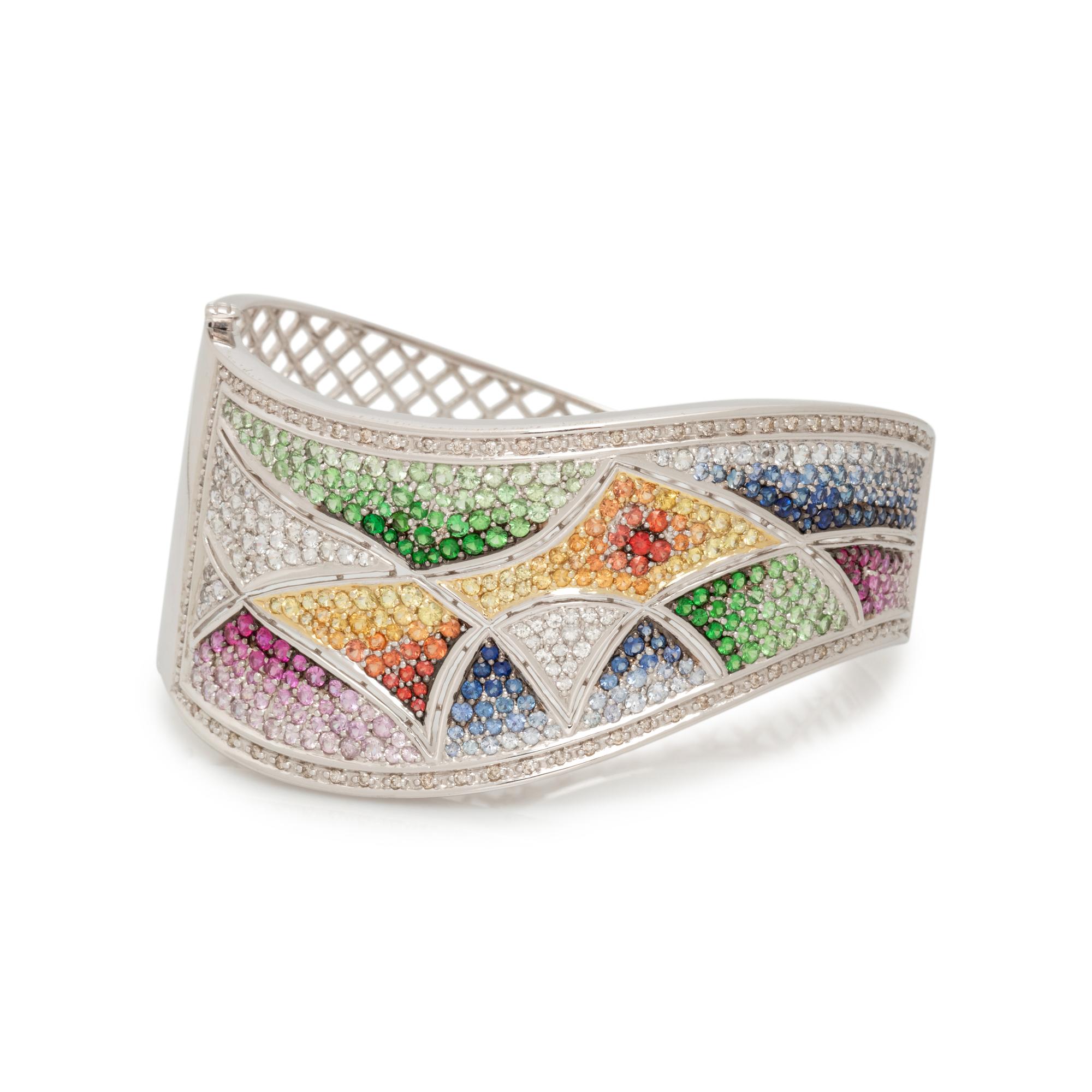 DIAMOND AND MULTICOLOR SAPPHIRE BANGLE BRACELET