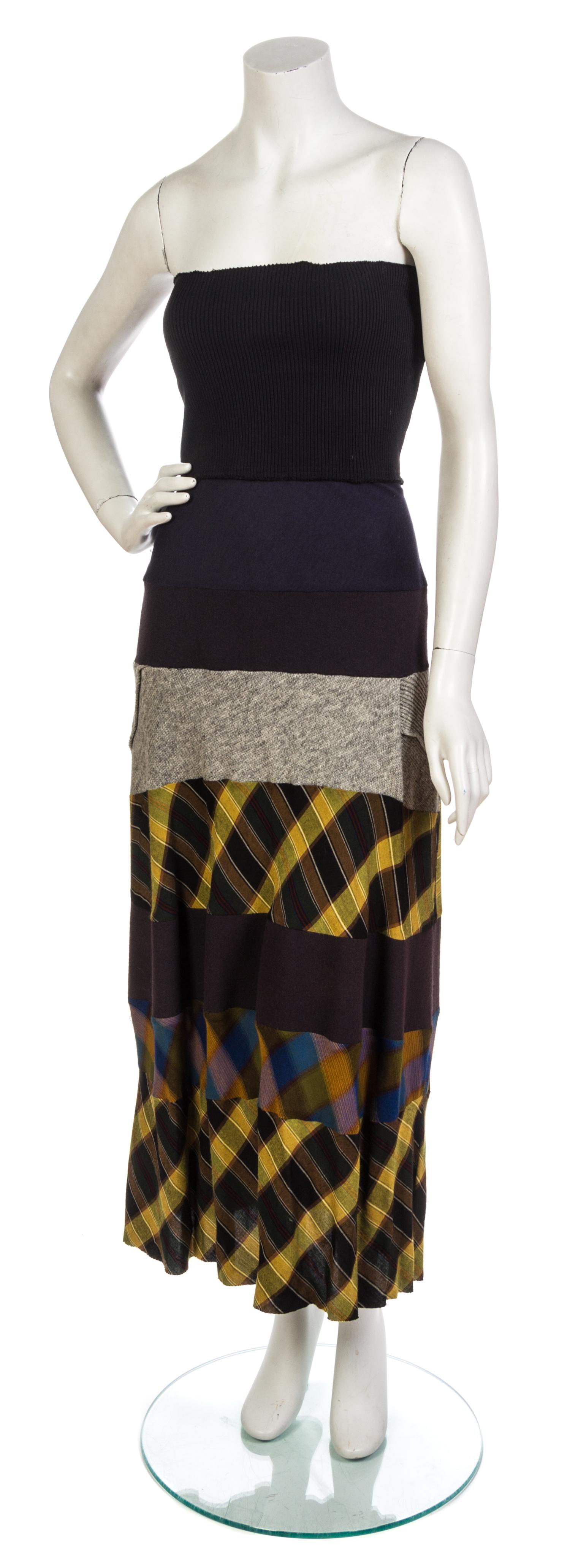 A Comme des Garcons Navy Wool and Patchwork Convertible Skirt Ensemble, Jacket size S, skirt size M.