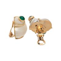 SEAMAN SCHEPPS, SHELL AND GREEN ONYX EARCLIPS