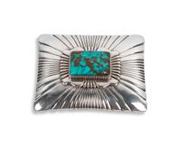 Sterling Silver and Pilot Mountain Turquoise Belt Buckle