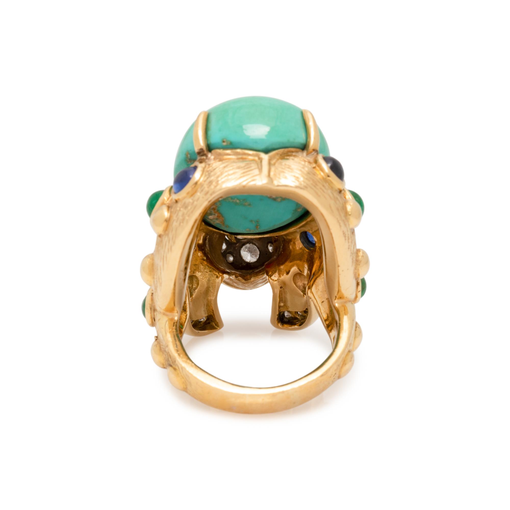 YELLOW GOLD, MULTIGEM AND DIAMOND RING