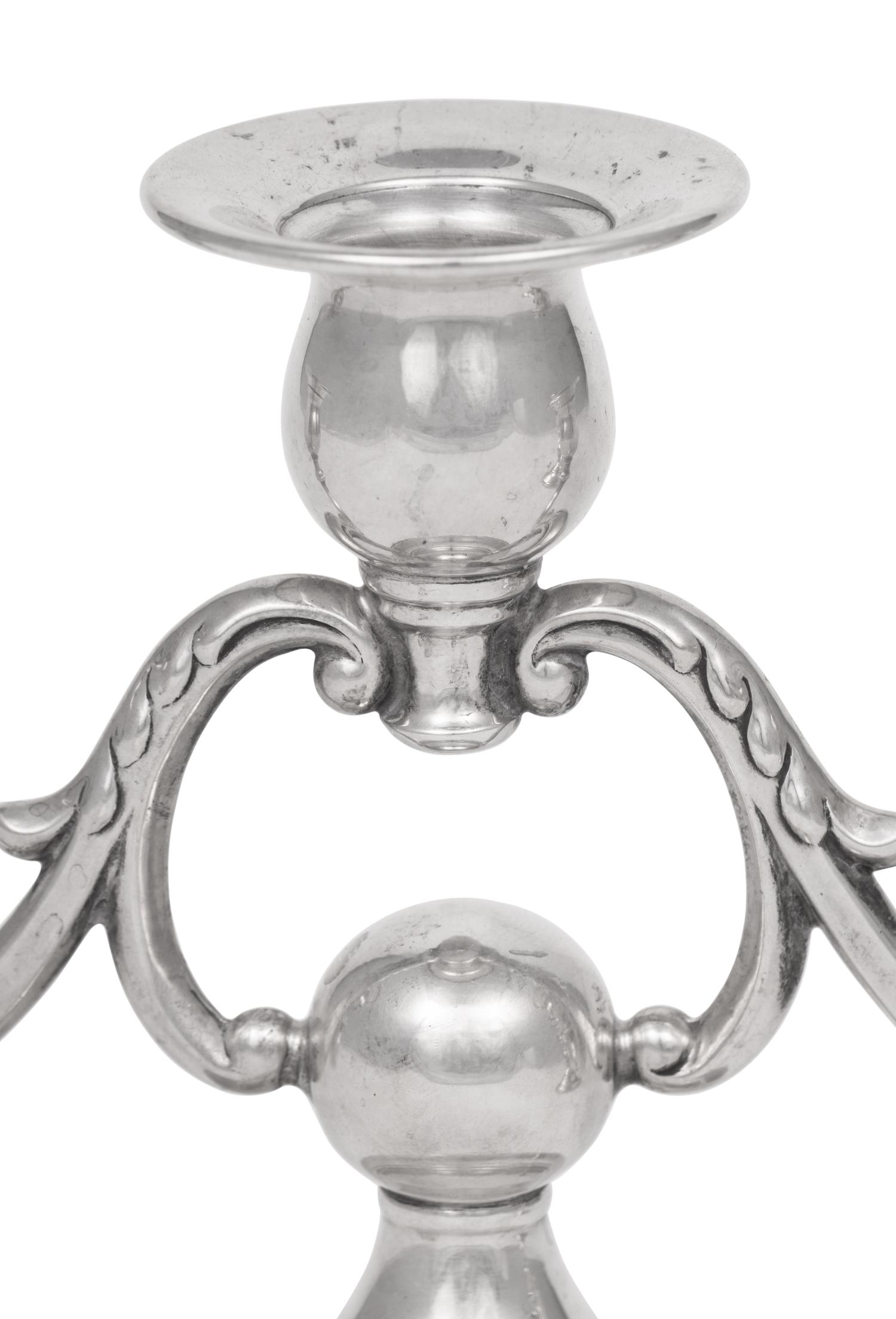 A Pair of American Silver Three-Light Candelabra