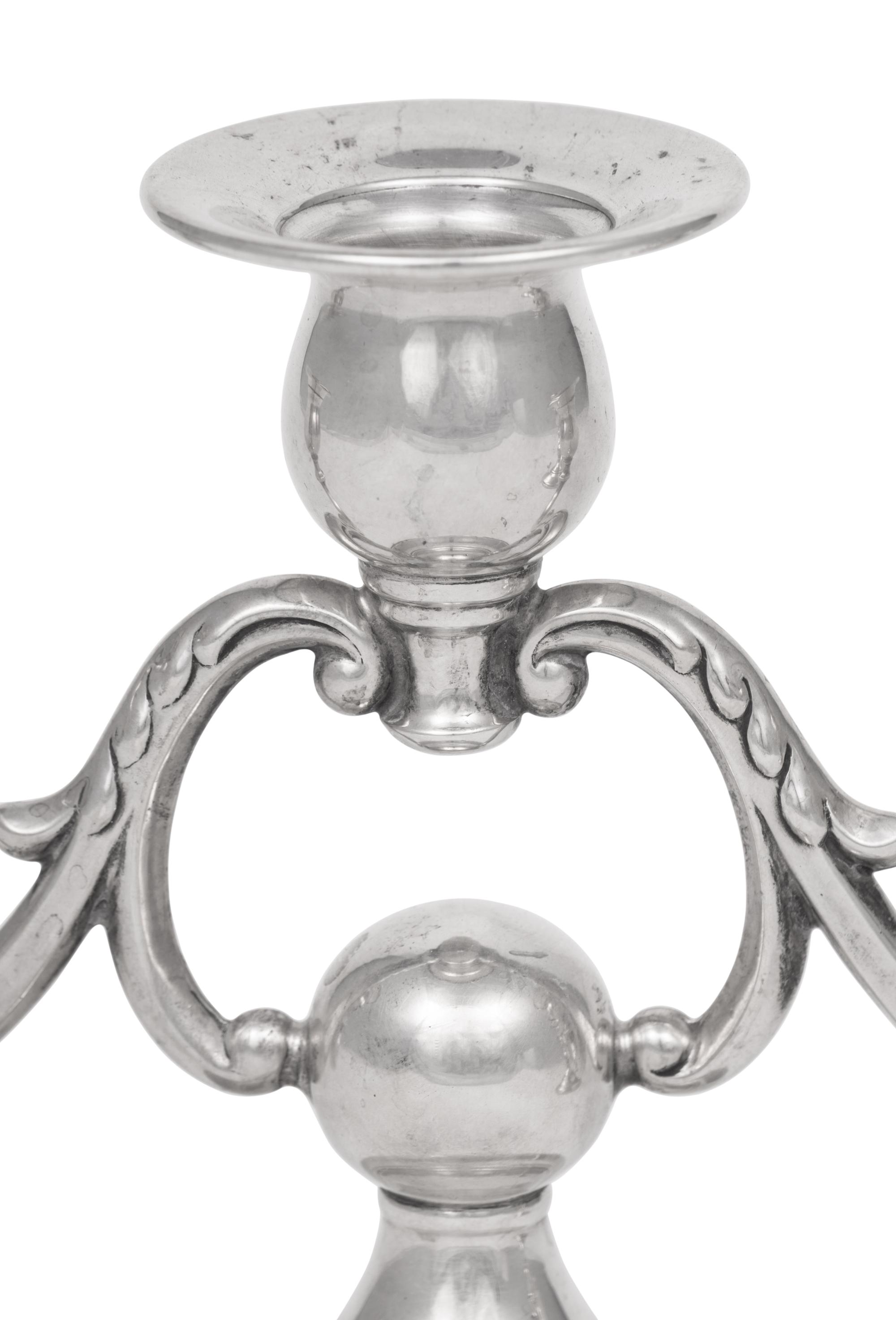 A Pair of American Silver Three-Light Candelabra