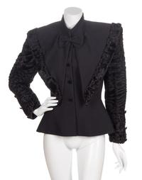 A Black Wool Jacket with Persian Lamb Trim,