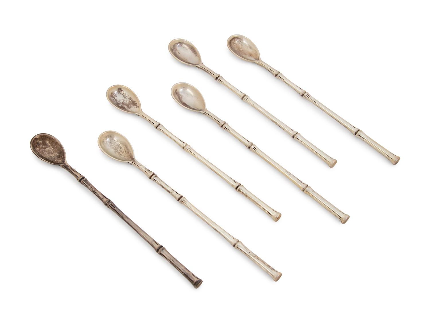 A Group of Nine Tiffany & Co. Silver Bamboo Pattern Bar Articles