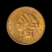 A United States 1854 Liberty Head: Small Date $20 Gold Coin