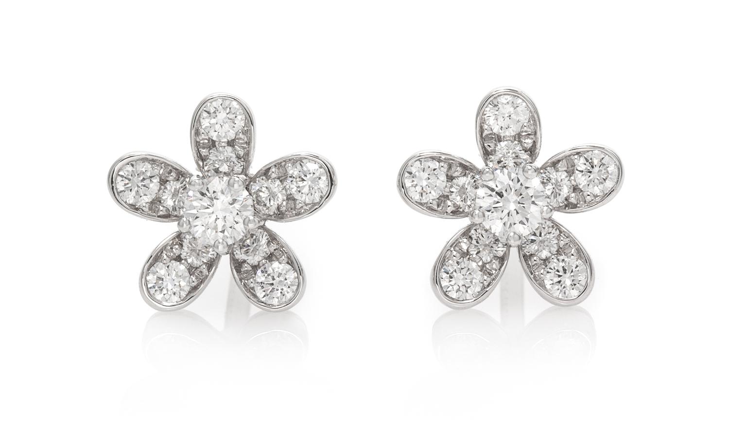 A Pair of 18 Karat White Gold and Diamond 'Socrate' Earrings, Van Cleef & Arpels, 1.90 dwts.