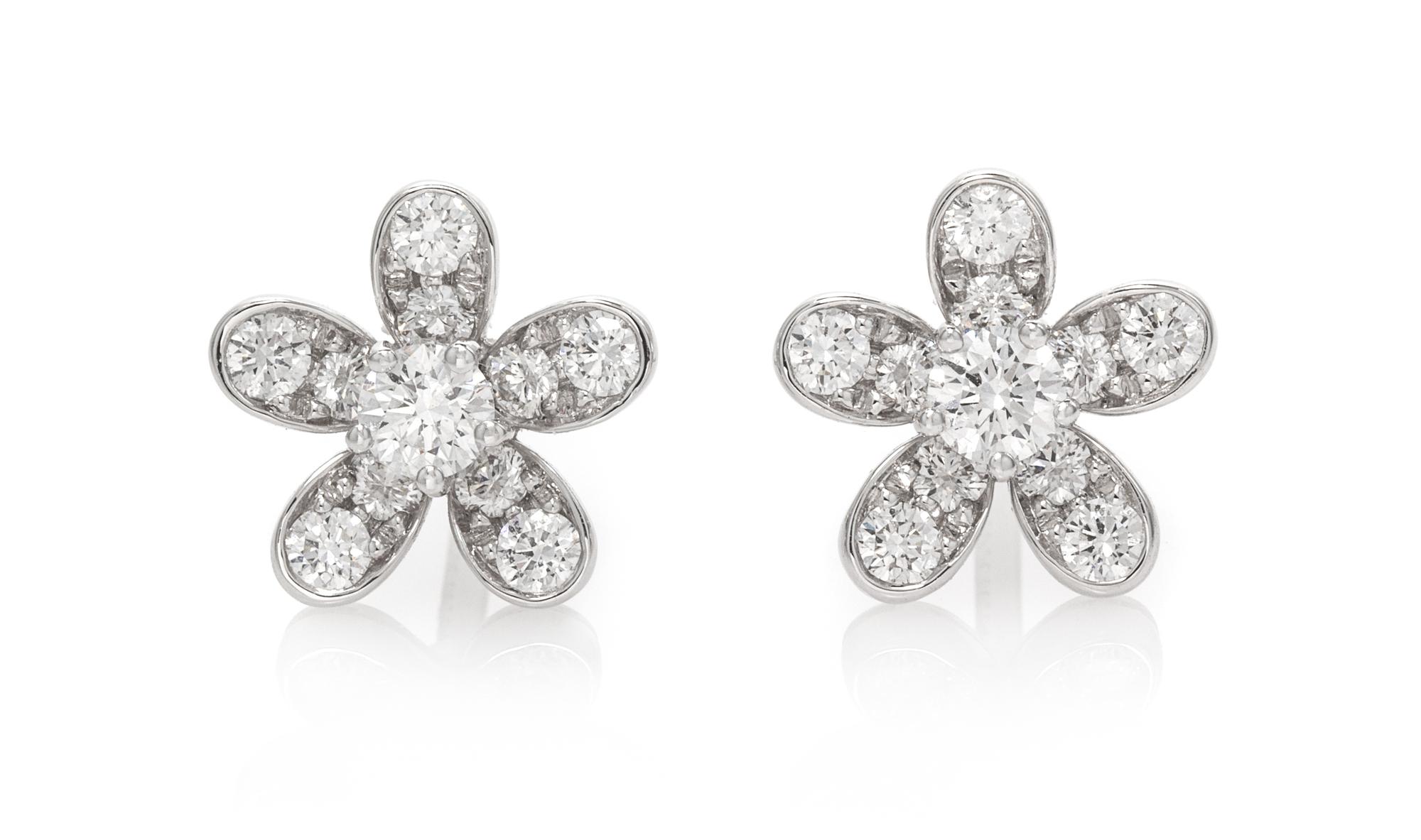 A Pair of 18 Karat White Gold and Diamond 'Socrate' Earrings, Van Cleef & Arpels, 1.90 dwts.