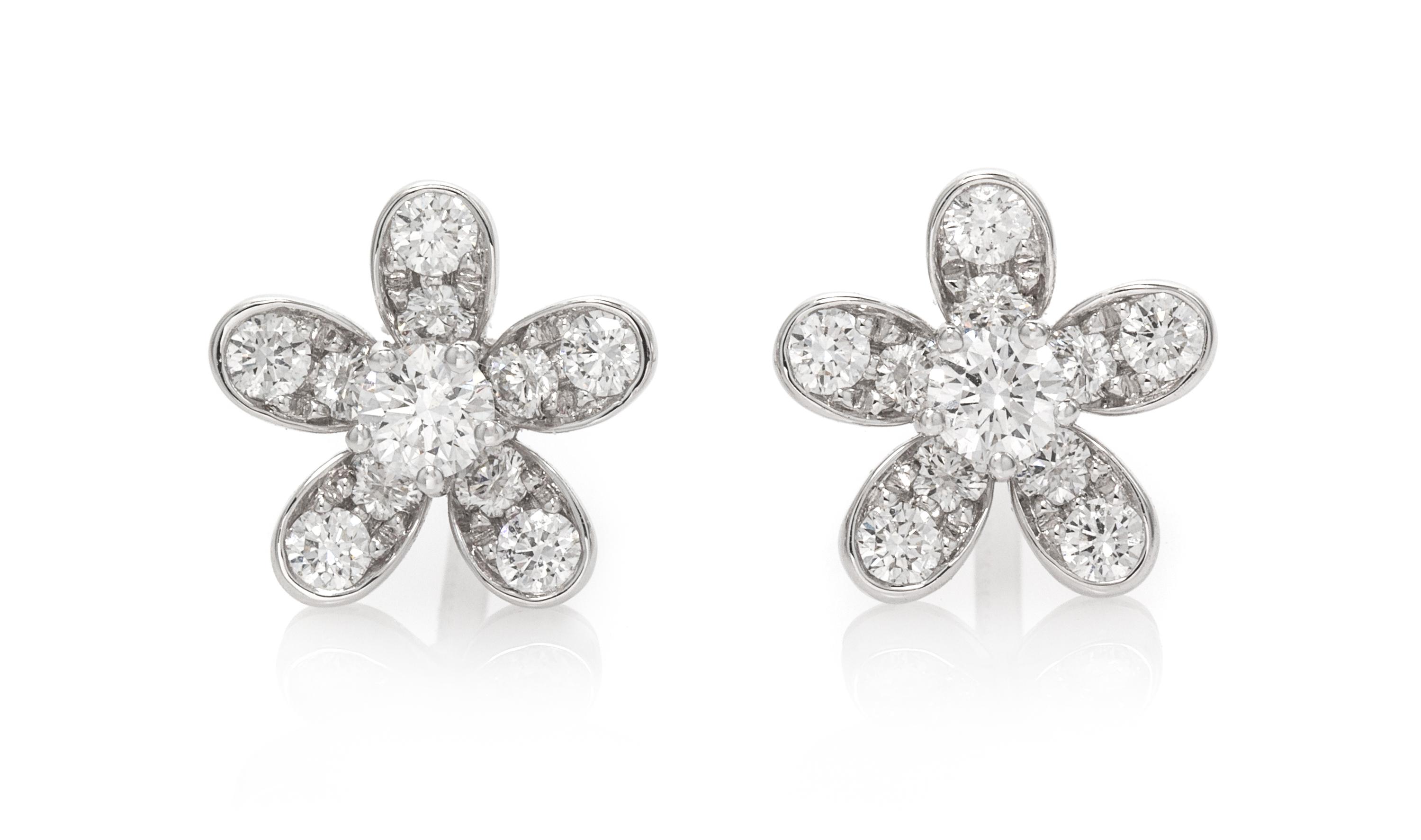 A Pair of 18 Karat White Gold and Diamond 'Socrate' Earrings, Van Cleef & Arpels, 1.90 dwts.