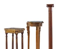 Three Carved Wood Pedestals