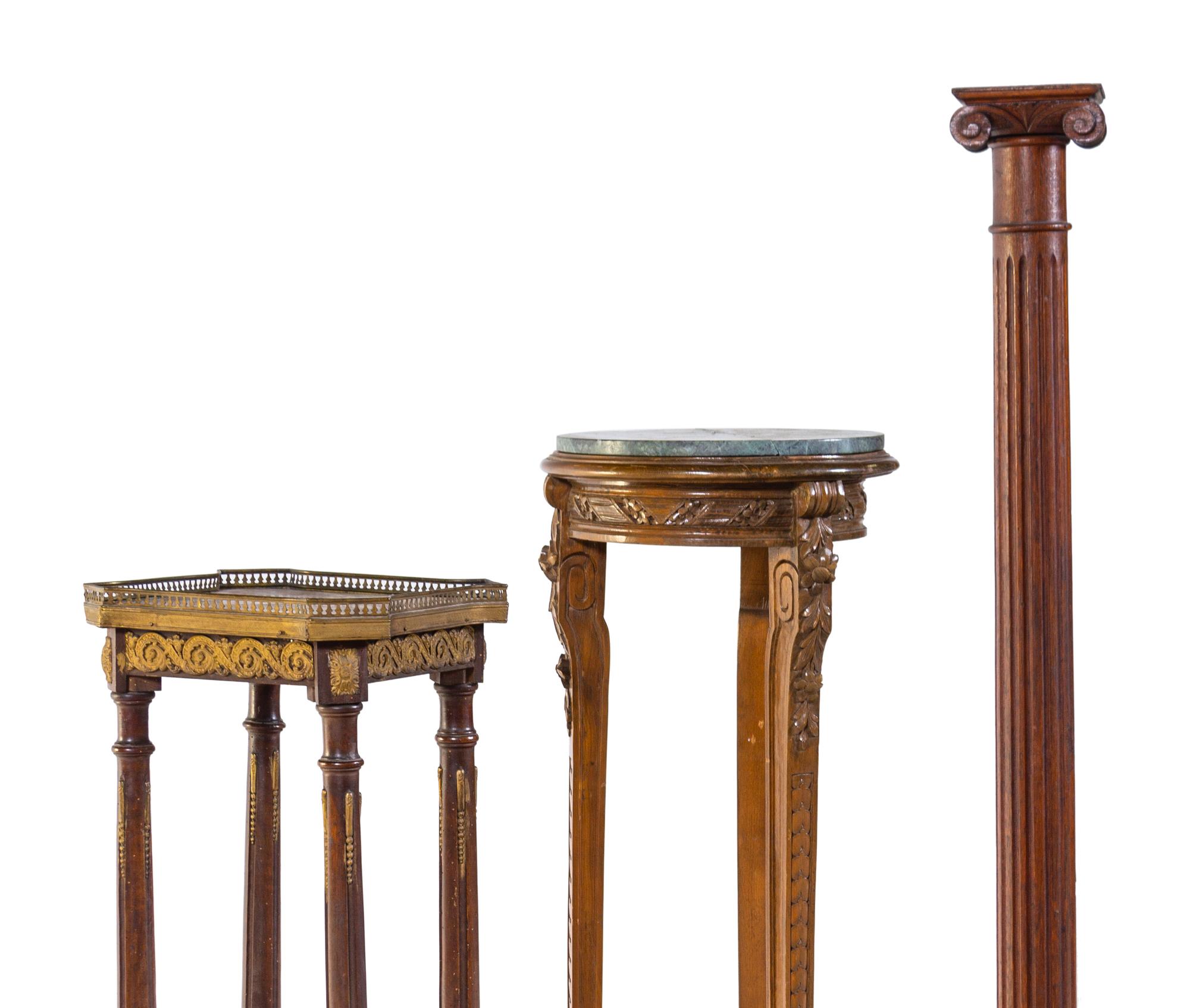 Three Carved Wood Pedestals