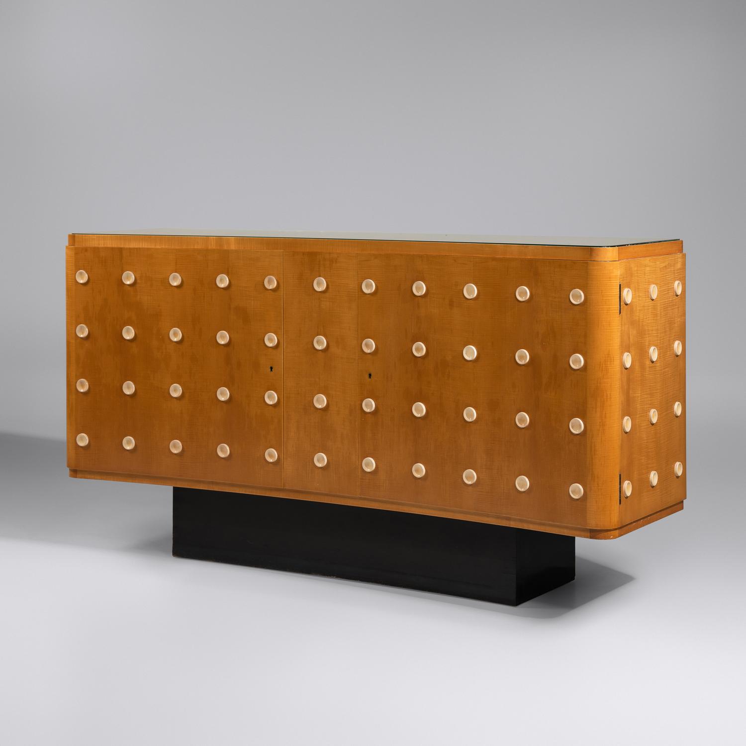 Satinwood Cabinet with Painted Roundels, c. 1955 France