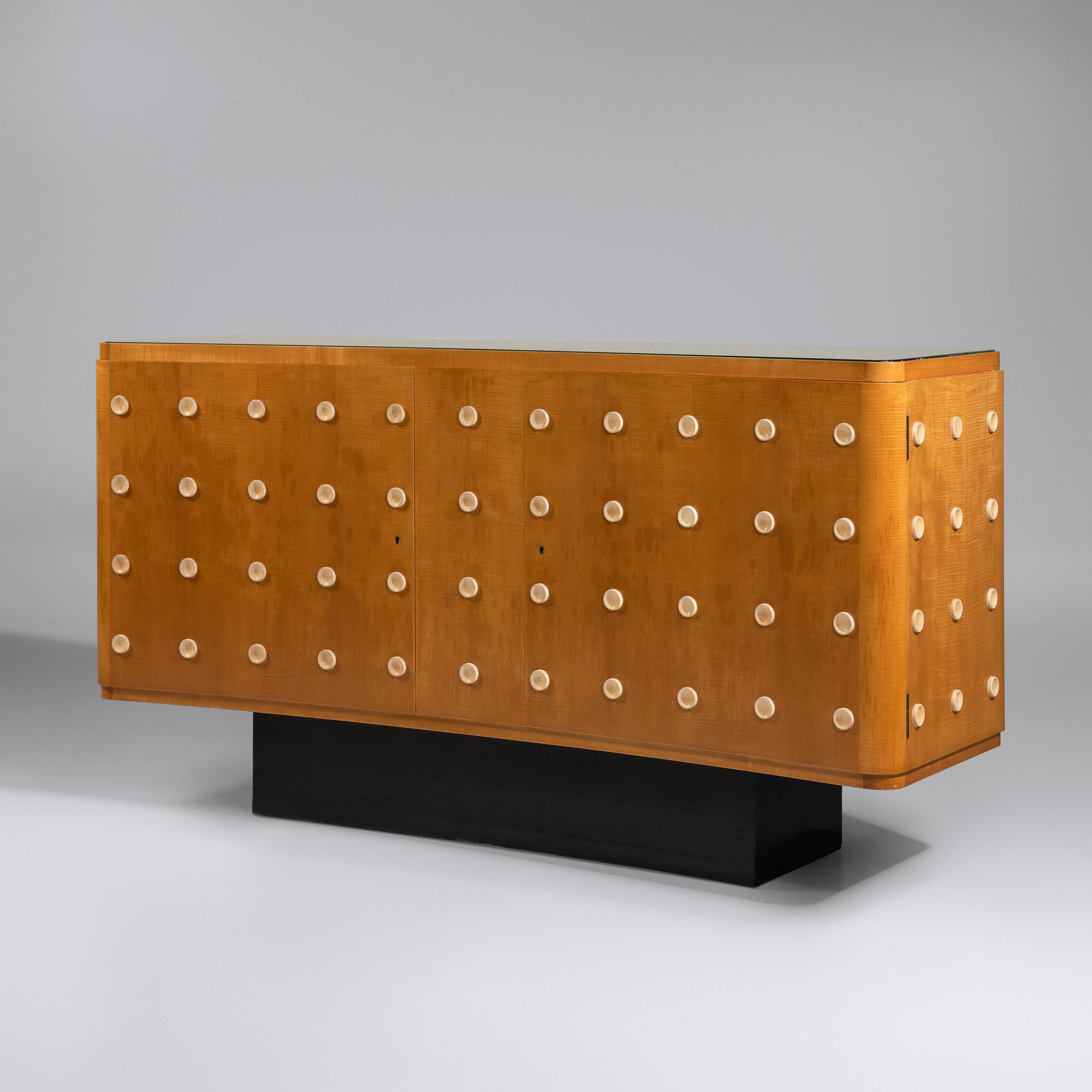 Satinwood Cabinet with Painted Roundels, c. 1955 France