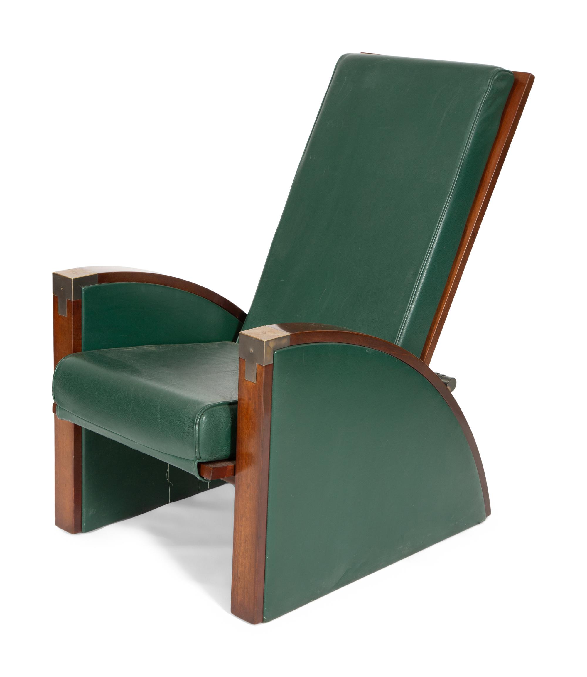 A Brass-Mounted Mahogany and Leather Armchair