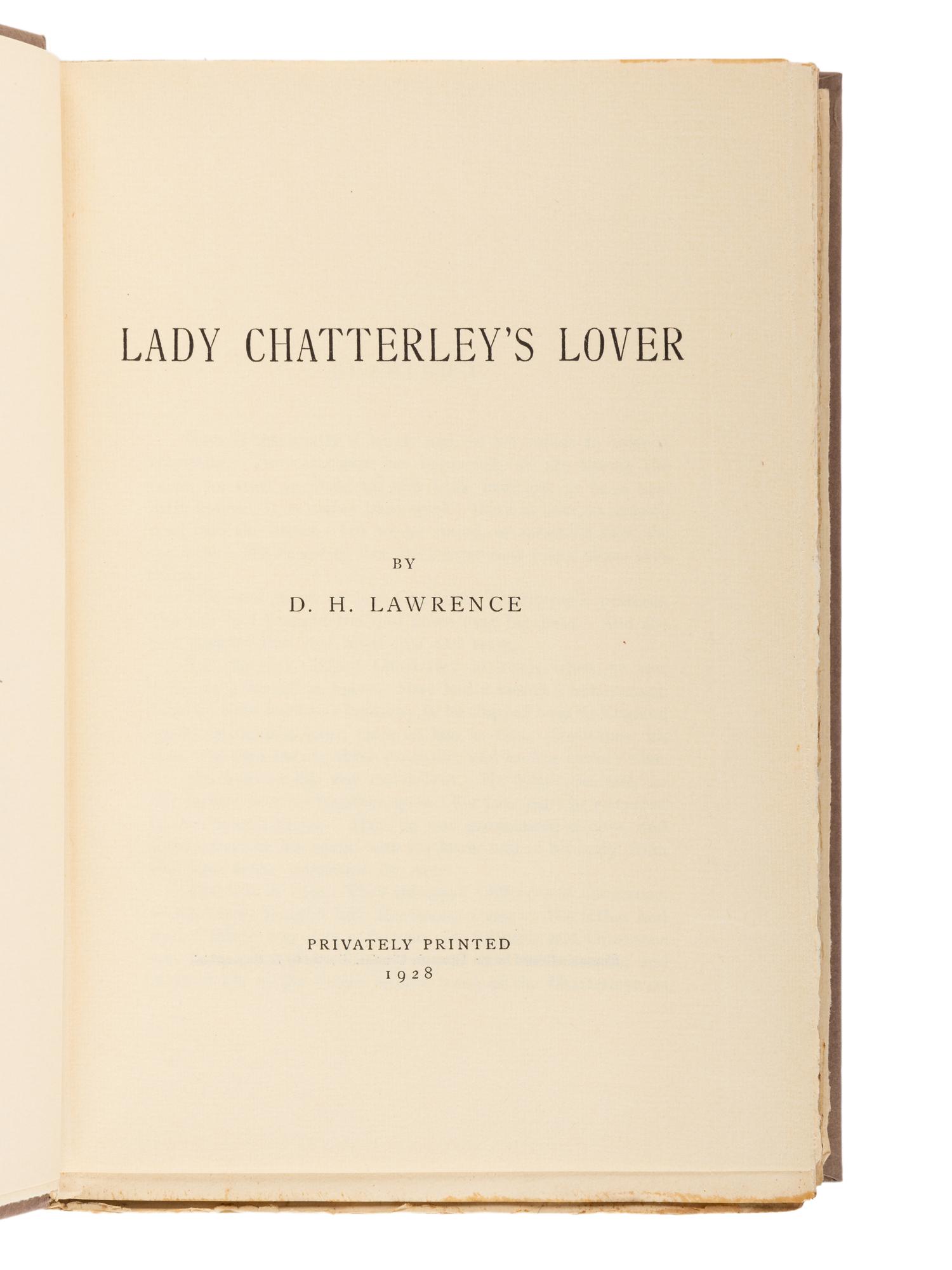 LAWRENCE, D.H (1885-1930). Lady Chatterley's Lover. Florence: Privately Printed, 1928.