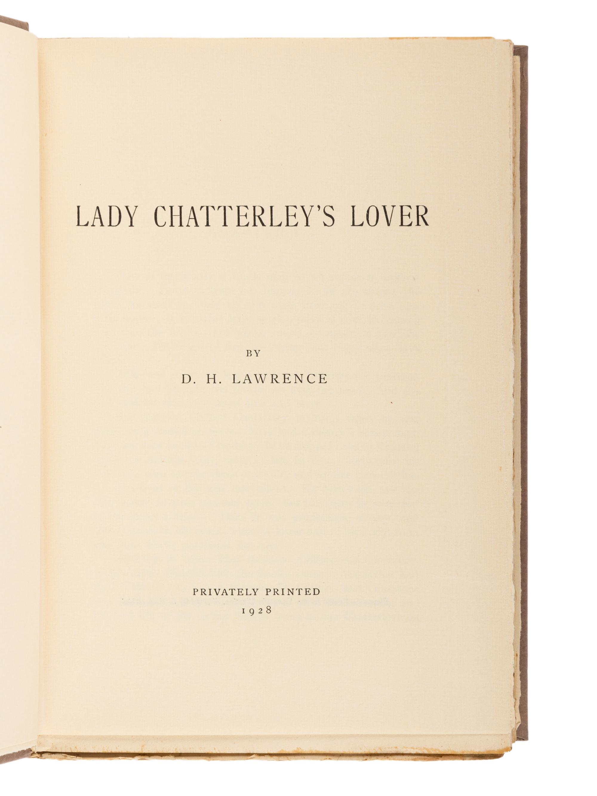 LAWRENCE, D.H (1885-1930). Lady Chatterley's Lover. Florence: Privately Printed, 1928.