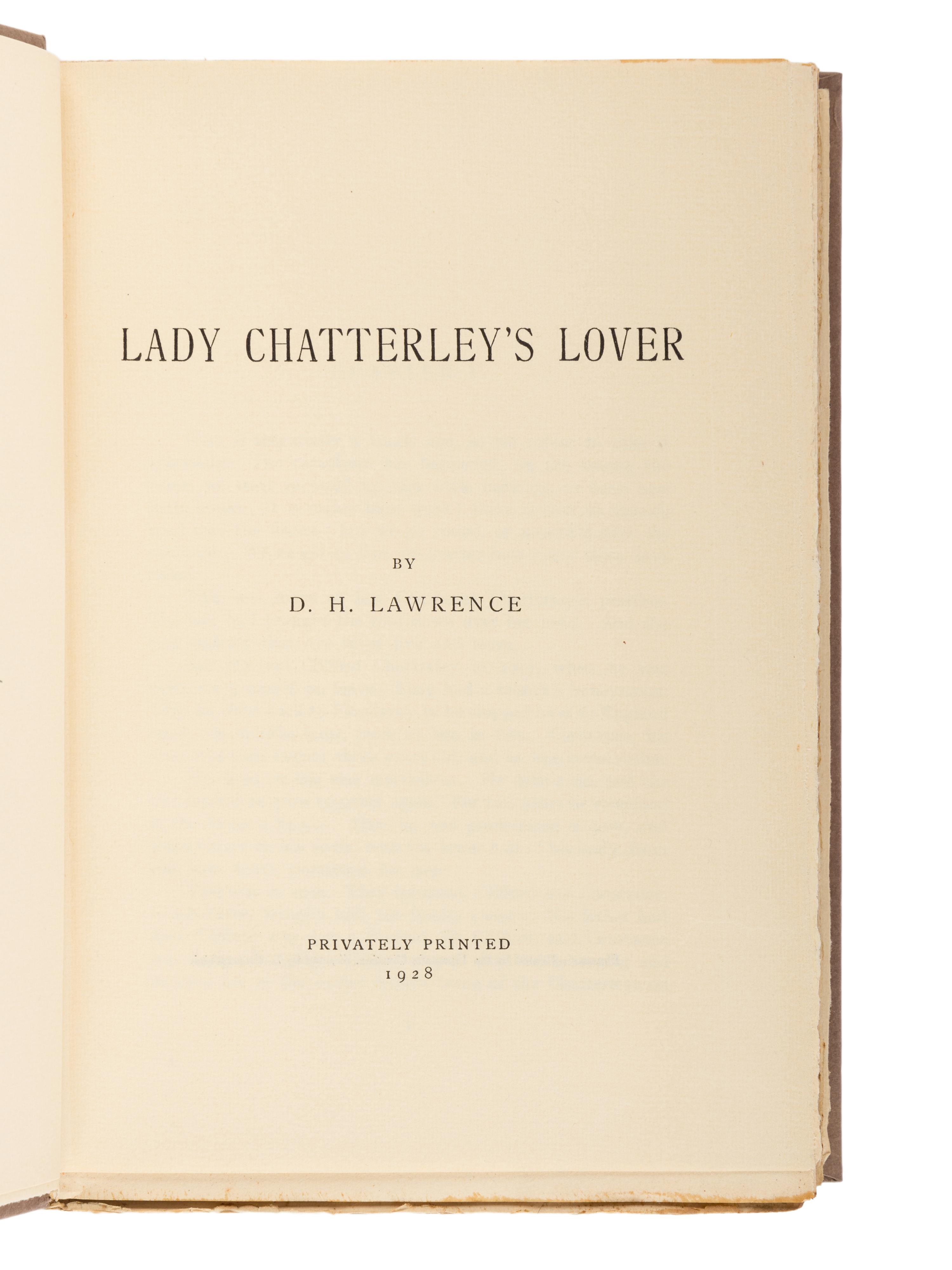 LAWRENCE, D.H (1885-1930). Lady Chatterley's Lover. Florence: Privately Printed, 1928.
