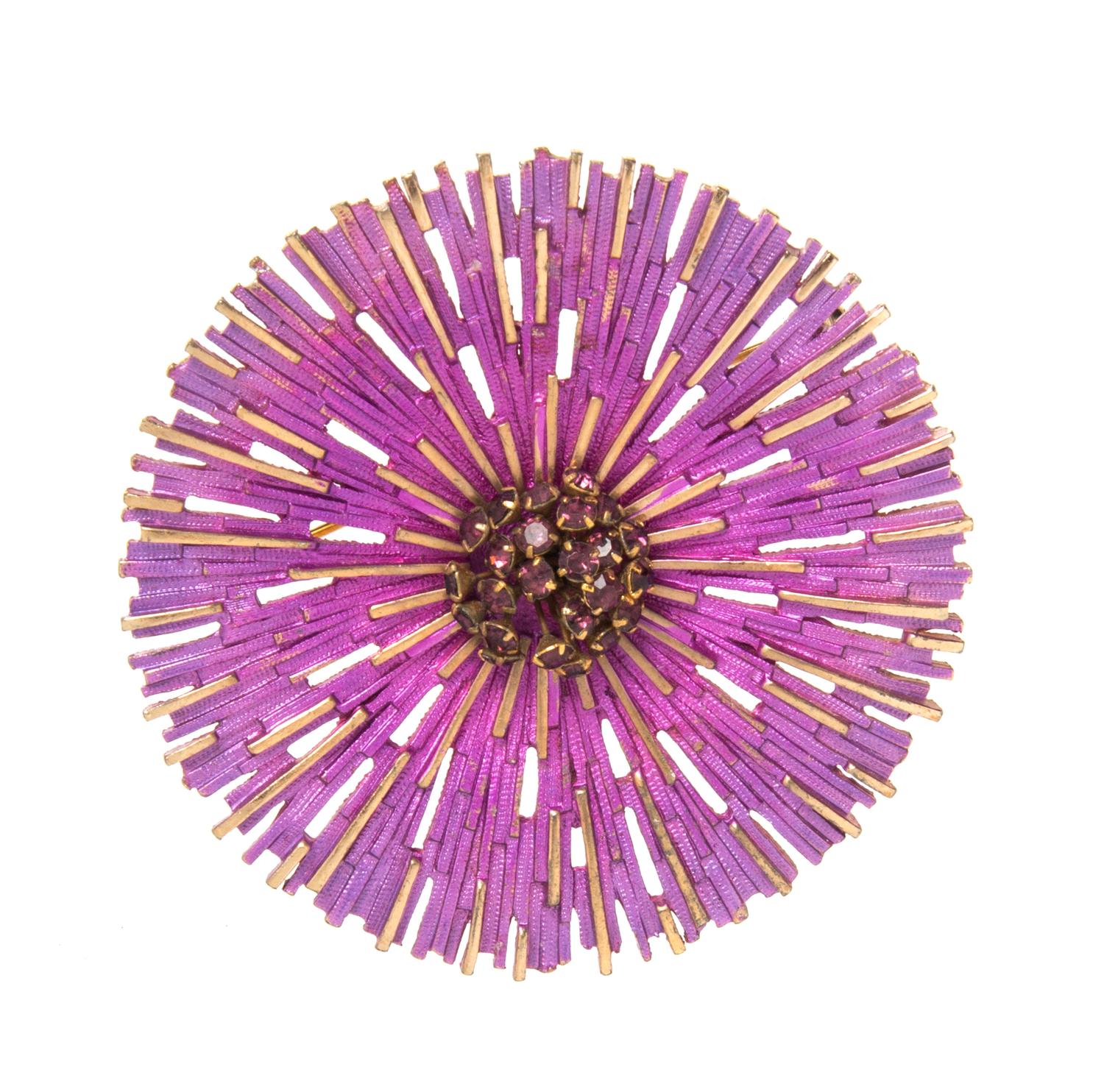 A Purple Floral Brooch, 2.5".