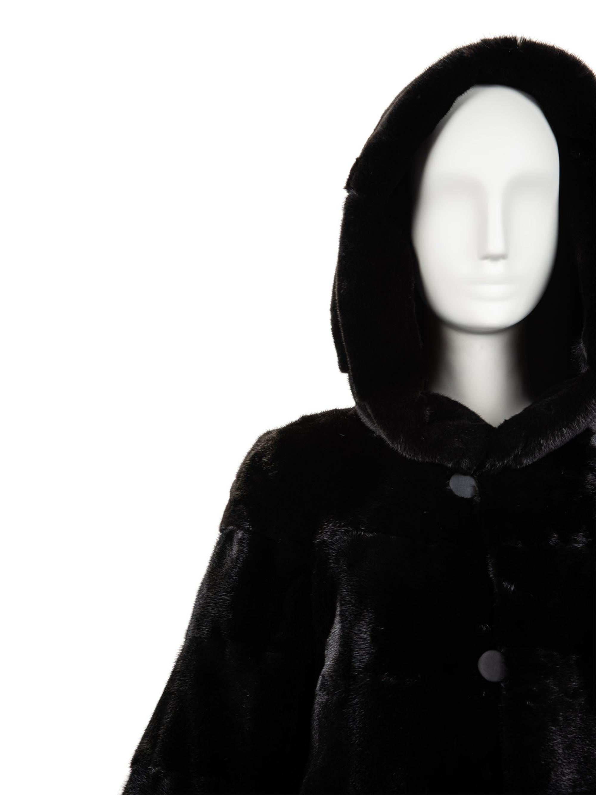 J. Mendel Black Mink Lined Rain Coat