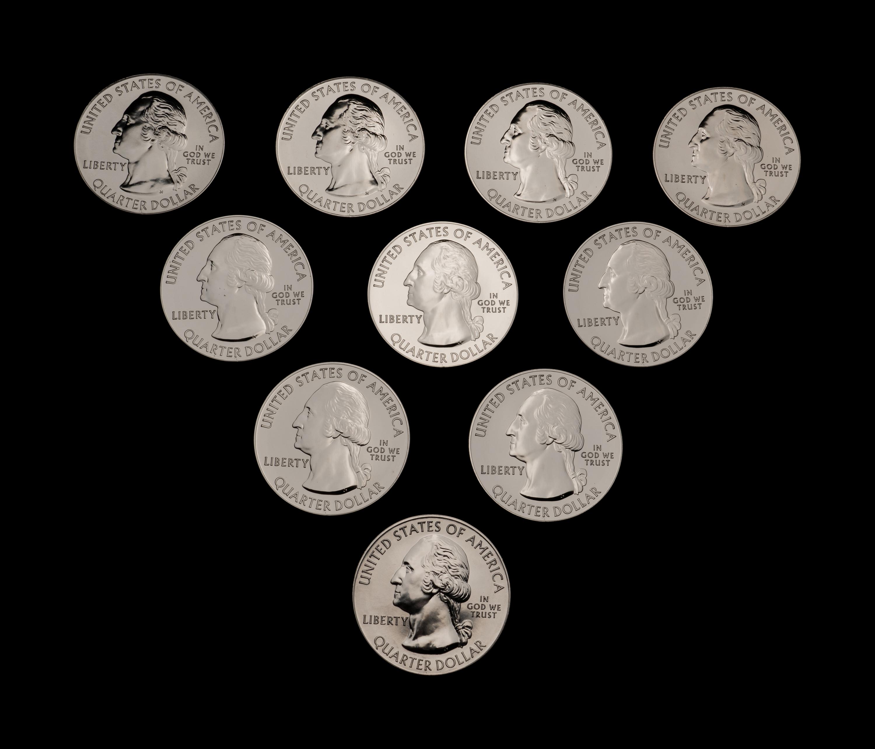 A Large Collection of Eighty-Eight US-Mint Issued America the Beautiful 5 oz. Silver Rounds