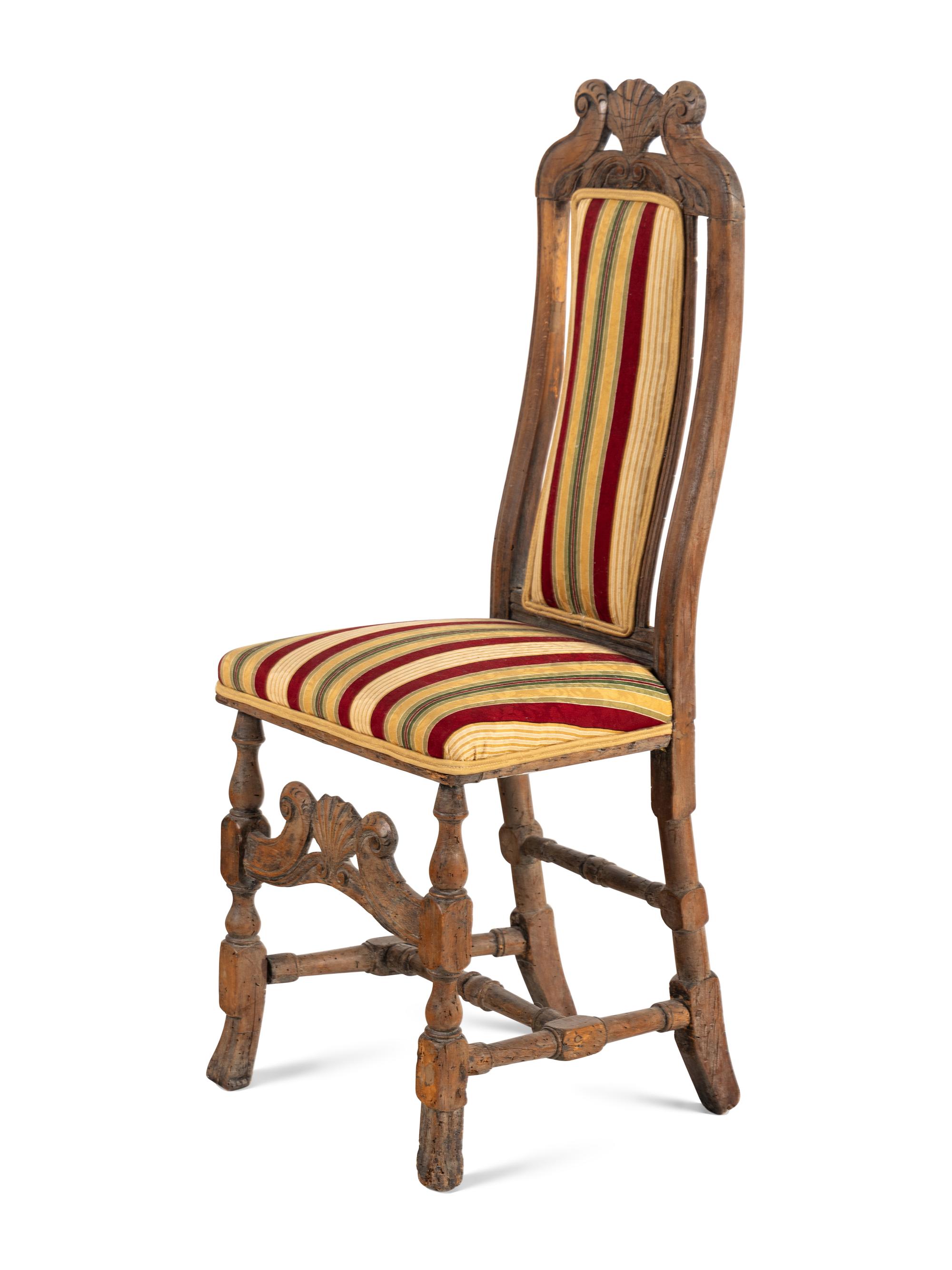 A Continental Carved Walnut Side Chair