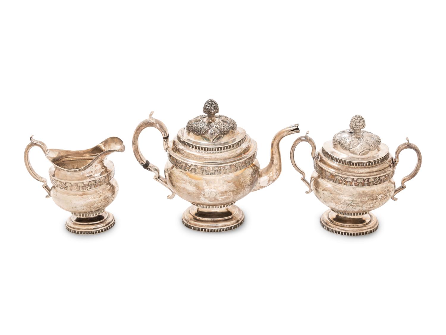 An American Coin Silver Three-Piece Tea Service