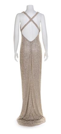 Fabrice Gray Fully Beaded Halter Dress, 1990-2000s