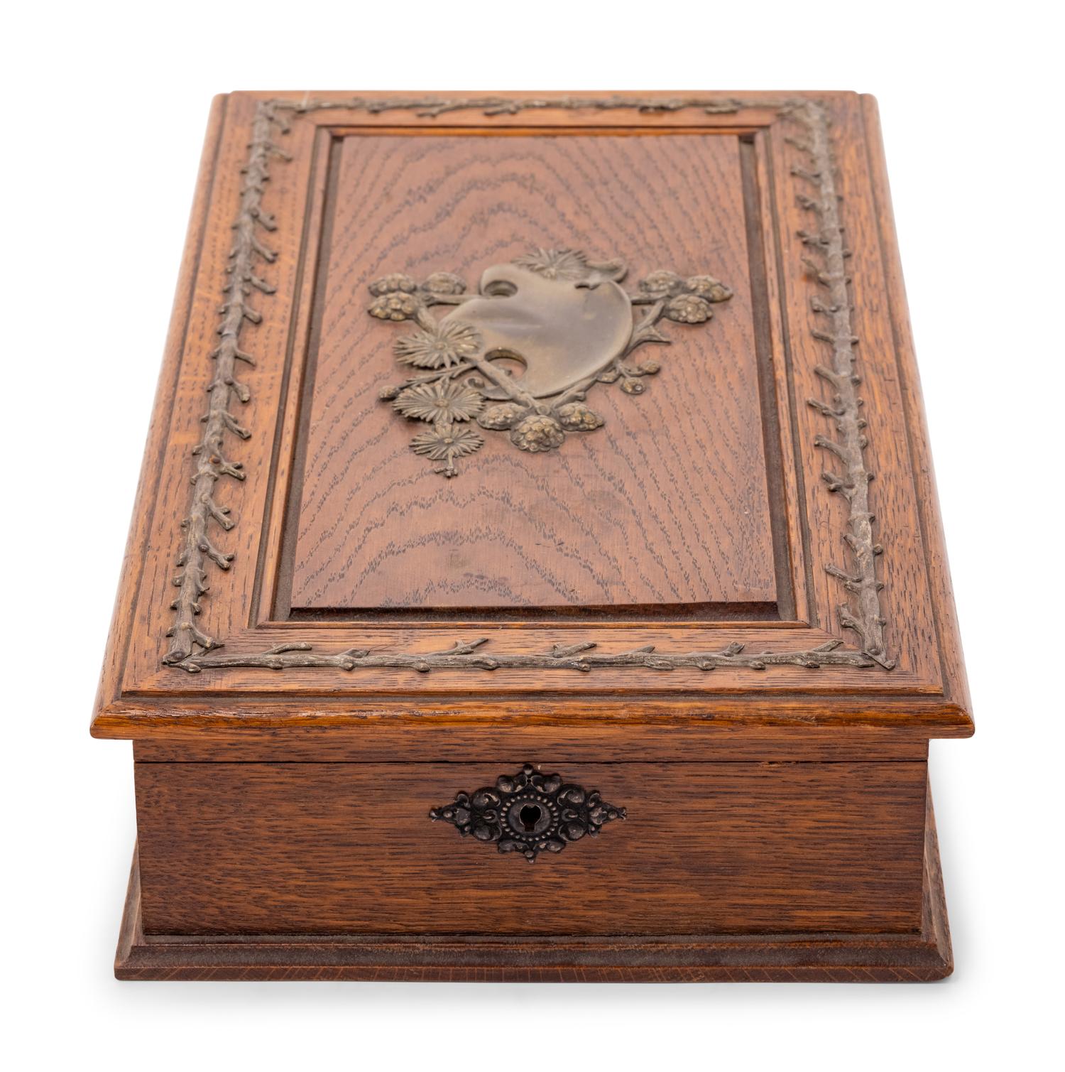 A Black Forest Gilt Metal Mounted Oak Box