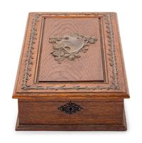A Black Forest Gilt Metal Mounted Oak Box