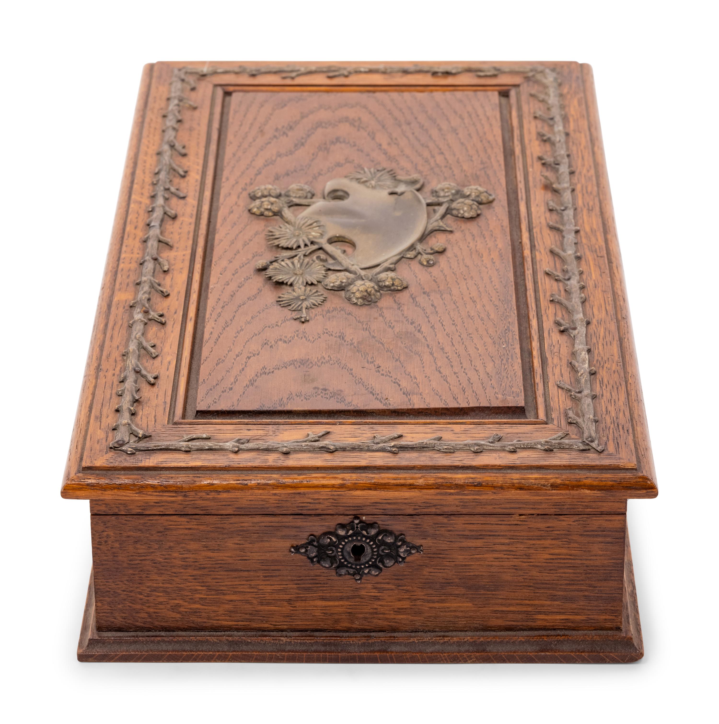 A Black Forest Gilt Metal Mounted Oak Box