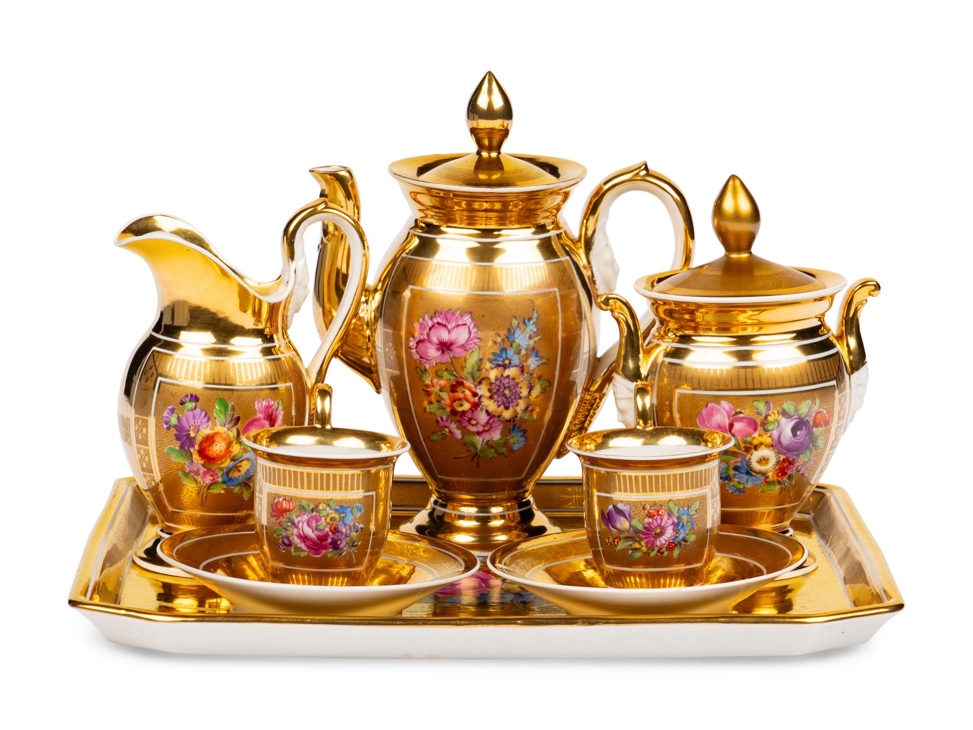 A Dresden Porcelain Coffee Service